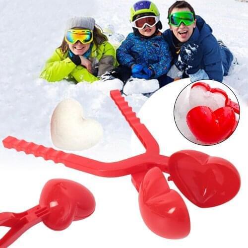 Heart Snowball Maker Winter Mold Plastic Sand Ball Tool Clip Kids Toy Outdoor