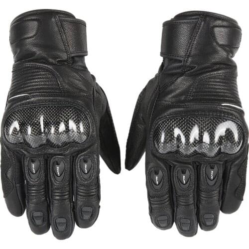 2019 New Winter Waterproof warm Motorcycle Gloves LAFIRE sheepskin leather Carbon fiber shell Anti fall Moto gloves Touch screen