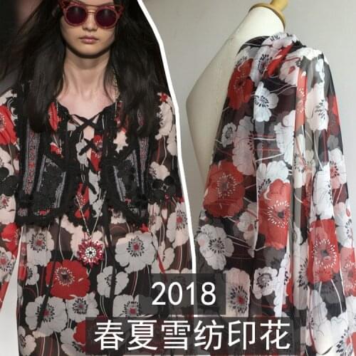 Europe and the United States with the big flower pattern Poppies digital printing Chiffon summer new womens fashion fabric