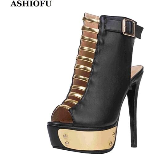 ASHIOFU Handmade Classic Womens High Heel Sandals Bling-Bling Peep-toe Party Prom Dress Shoes Platform Sexy Evening Sandals