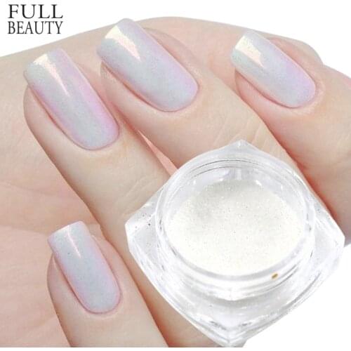 1g Mermaid Pigment Powder on nails White/Silver/Gold Super Shimmer Magic Nail Glitter Laser Snowflake Manicure Decoration CHM/DX