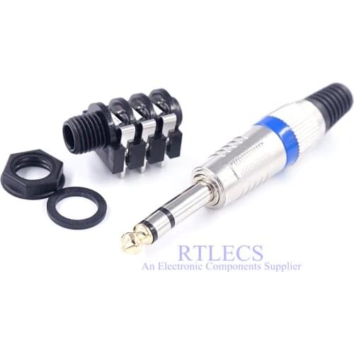 1 Piece 6.5mm 3 Pole Plug TRS 1/4" 6.35 Stereo Audio Jack Socket Guitar microphone amplifier Through Hole PCB panel mount