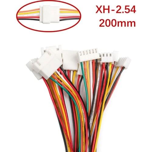 10PCS/lot XH2.54 Wire Cable Connector 2/3/4/5/6 Pin Pitch 2.54mm XH Plug Male & Female Battery Charging Cable 200MM Length 24AWG