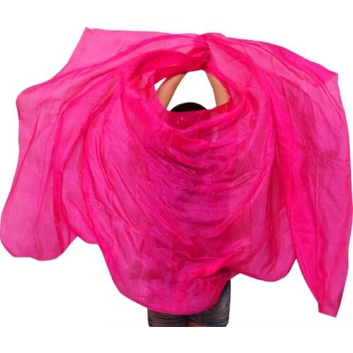 100% Silk Belly Dance Veil Dance Veils Solid Colour Bellydance Costume Silk Shawl Scarf Belly Dance Props Rose Color 250*114 cm