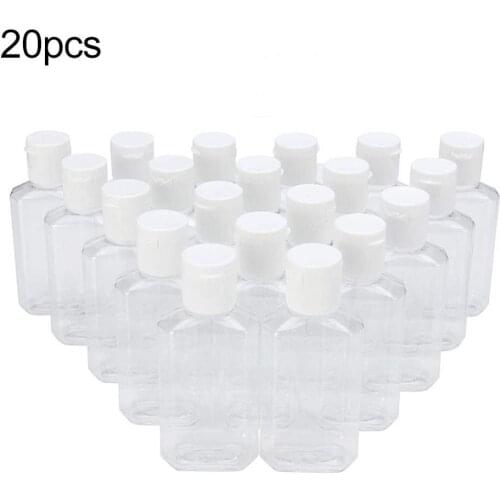 20Pcs 60ml Portable Travel Clear Empty Refillable Sanitizer Liquid Soap Bottle for Travel Sub Shampoo Cosmetic Lotion Container
