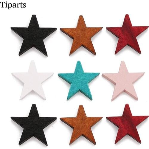 30pcs/lot Mixed Colors Natural Wooden Beads 22*23mm Star Shape Wooden Beads DIY Jewelry Making Finding Accessories