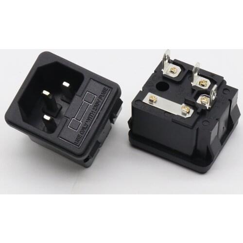 5 x IEC 320 C14 Inlet Male Power Plug Sockets Clamp Type w Fuse Holder