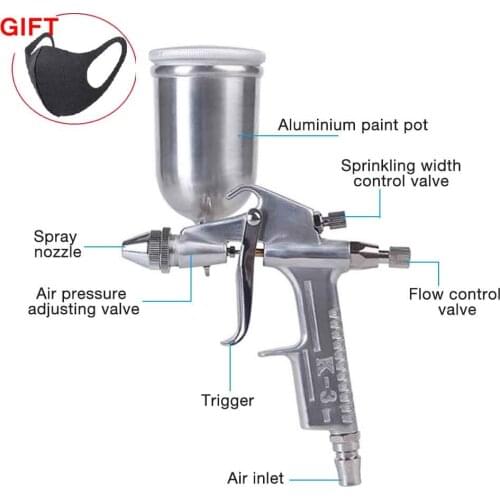 125ml Spray Gun Airbrush Aluminum Alloy Mini Paint Sprayer Air Brush Paint Tool Gravity Feeding Furniture for Car Painting