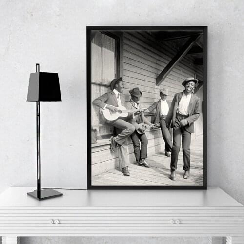 African American Vintage Photo Poster Print Black White Picture Black Men Musician Canvas Painting Living Room Wall Art Decor