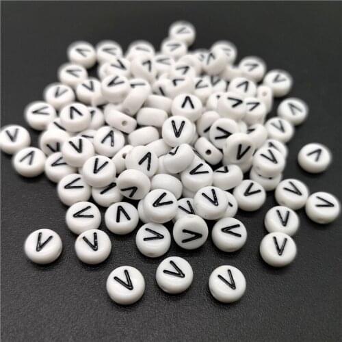 4x7mm Letter V Oblate Alphabet Beads Acrylic Beads For Jewelry Making DIY Bracelet Necklace Accessories