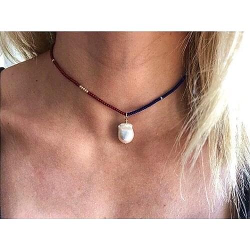 Bohemian colier femme PEARL pendant necklace CHOKER acero inoxidable joyeria mujer bizuteria moda mujer women accessorie