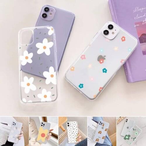 Flowers pink design painting Phone Case For iphone 12 11 mini x xs xr pro max 8 7 6s 6 5 5s 5c se plus Transparent soft