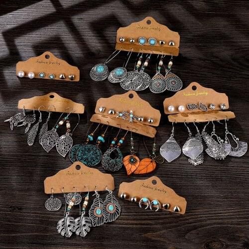 DIEZI Different Style Vintage Ethnic irregular Drop Dangle Earrings Set For Women Girls 2020 New Brincos Earring Jewelry