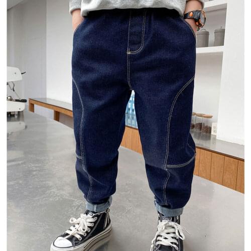 New Children Solid Color Jeans New Boys Pants Height For 110-160CM Boys Clothes Spring Autumn High Quality Kids Boys Trousers