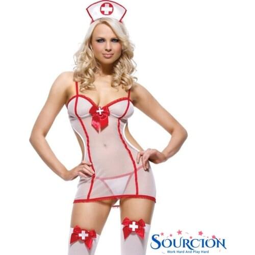 SWT Plus Size Erotic Maid Nurse Cosplay Sexy Uniform Role Playing Lingerie Babydoll Lingerie Nurse Costume Sex Underwear