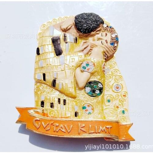 European Resin Refrigerator Magnets Tourist Souvenir Vienna Klimt Painting Fridge Stickers Magnet Decor High End Magnet Gift