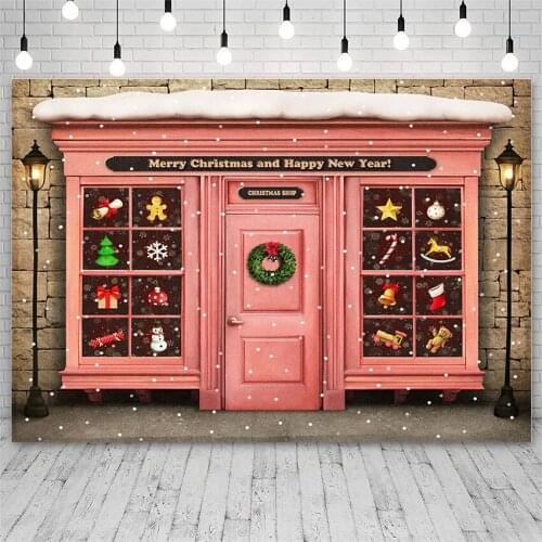 Avezano Backdrops Merry Christmas Shop Winter Tree Gift Socks Bell Background Photo Studio Photophone Photozone Wallpaper Decor