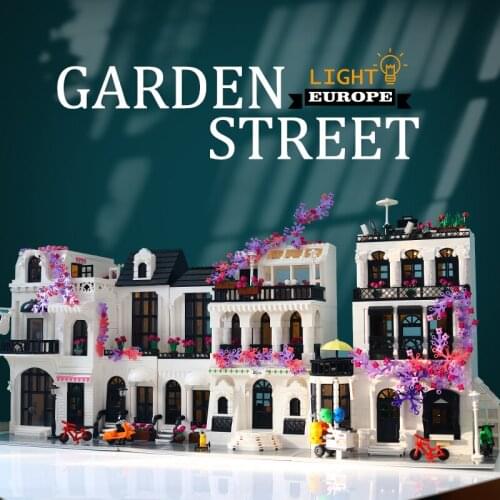 MOC City Europe Garden Street Center View Expert Ideas Modular Bricks Building Blocks House Model DIY Toy For Boys Birthday Gift