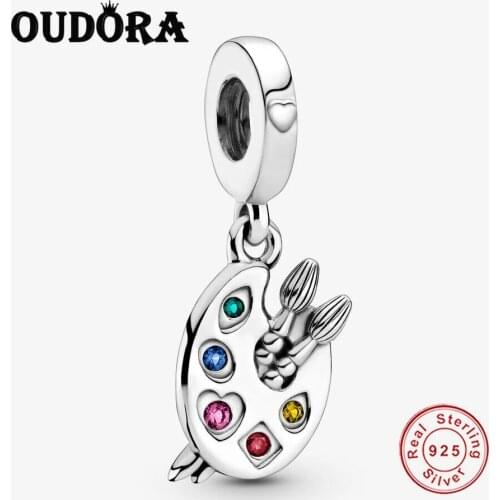 Artists Palette Dangle Charm Fit Original Pandora Bracelet Charms 925 Sterling Silver Charm Jewelry Berloque