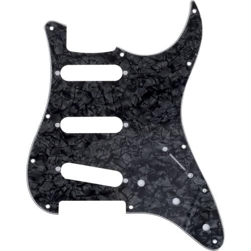 Musiclily Pro 11-Hole 72 or 64 Strat SSS Guitar Pickguard for MIJ JPN Japan Stratocaster, 4Ply Black Pearl