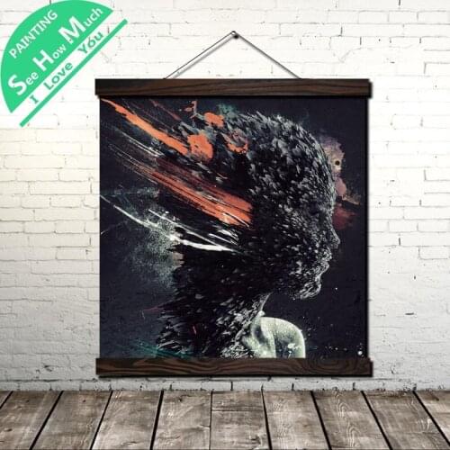 Destroy Girl Head Scroll Painting Canvas Vintage Poster and Prints Wall Art Picture Living Room Bedroom Farmhouse Decoration