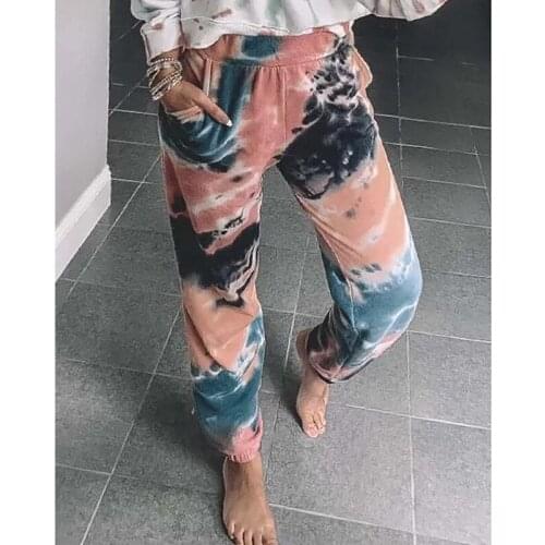 Summer New Womens Loose Printed Casual Pants Trousers Brown Cargo Pants