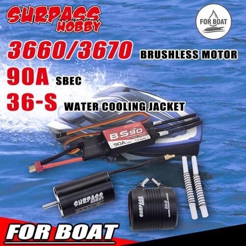 SURPASS HOBBY Combo RC Boat 3660 3670 Waterproof Brushless Motor With 90A SBEC ESC 36-S Water Cooling Jacket for Rc 800-1000mm