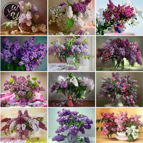 Full Drill Painting Kits Purple Round Square Rhinestones Stitch Embroidery Floral Diamond Art Mosaic Accessories for Home Decor