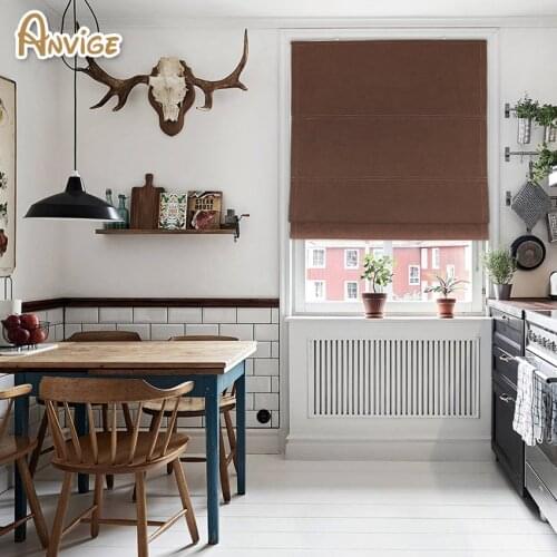Anvige Pure Color Half/Full Blackout Roman Blinds Window Curtains For Living Room Free Shipping
