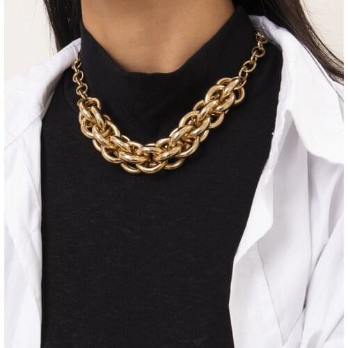 Womens Exaggerated Geometric U-shaped Irregular Necklace Street Shooting Hip Hop Single Layer Thick Chain Necklace Accessories