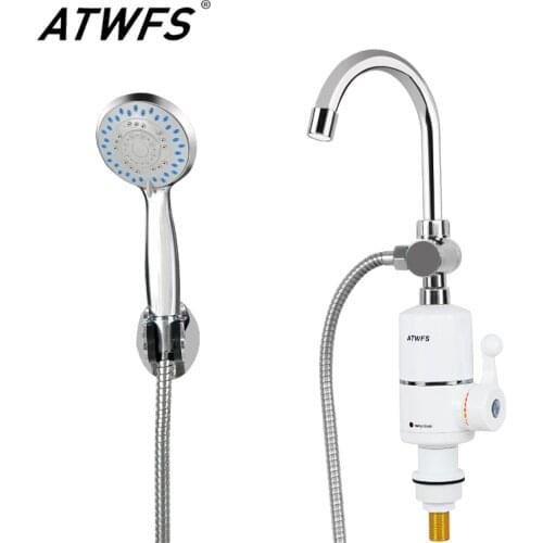 ATWFS Tankless Instant Water Heater Faucet Hot Water Shower Bathroom Instantaneous Pool Heater Kitchen Heating Tap 220v 3000w
