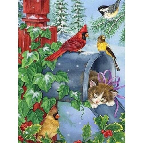 Bird Flower Printed Fabric 11CT Cross Stitch Patterns Embroidery DMC Threads Handmade Painting Needlework Hobby Magic Jewelry