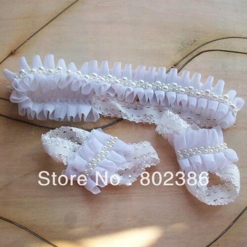 Pink White Pearl Flower headband