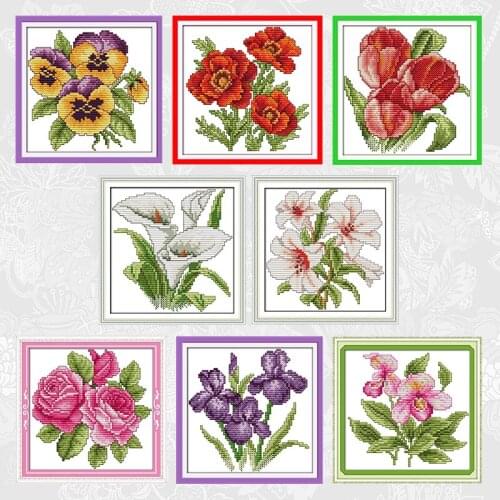 The flower of happiness Series Paintings Cross Stitch Printed Canvas DIY Hand Made Embroidery Sets for Needlework Crafts