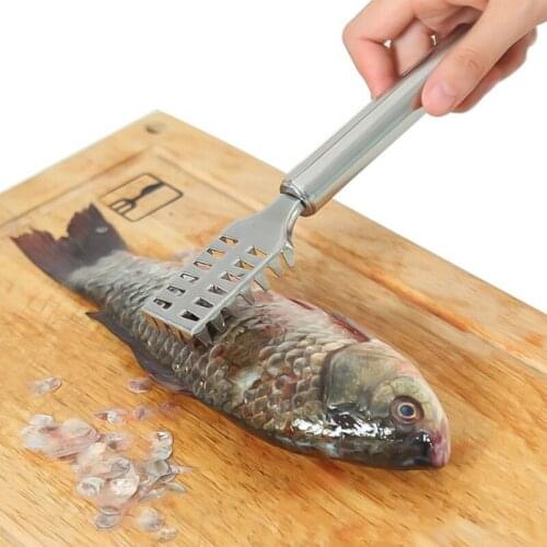 Fish Skin Scale Scraper Cleaner Stainless Steel Peeler Scaler Remover Cleaning Brush Cooking Kitchen Gadget Seafood Tools