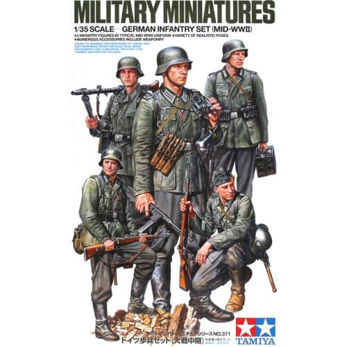 Tamiya 35371 1/35 Scale German Military Miniatures Set (MID-WWII) Assembly Model Building Kits Hobby Plastic Toys For Adults DIY