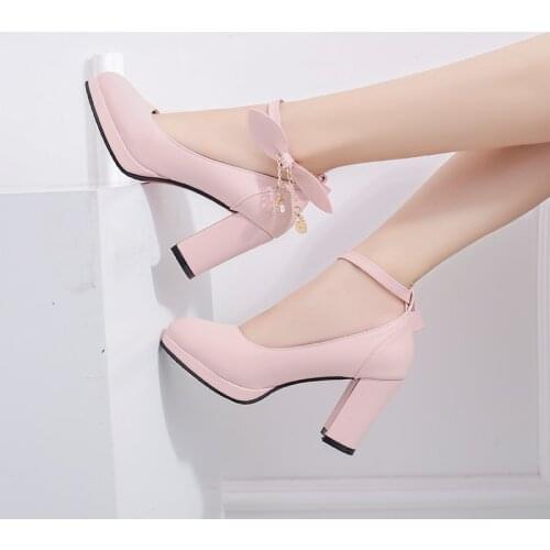 Girls Female Japanese Cute Anime Cosplay Chunky High Heels Lolita Shoes Women Harujuku Feminine Sling Back Elegant Princess Cos