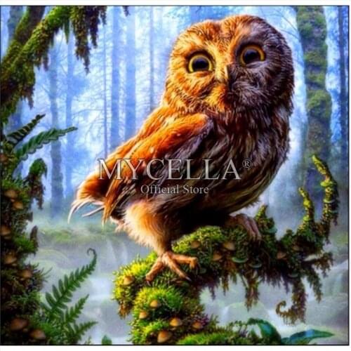 Animals 5D DIY Diamond Painting Cross Stitch Needlework Round Rhinestone Mosaic Owl Diamond Embroidery Christmas Gift Crafts