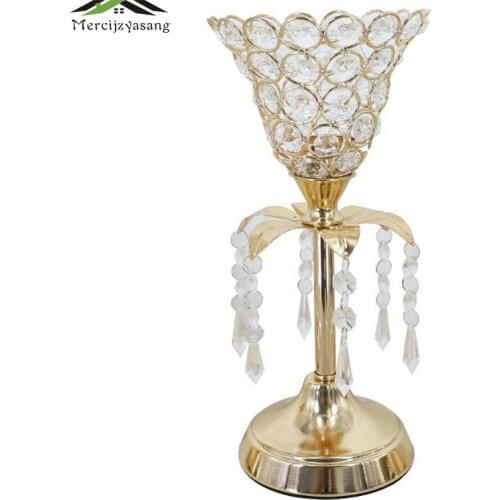 2Pcs/Lot Table Candle Holder Plating Crystal Candlestick Geometric Romantic Candle Holders for Wedding/Dinner Decoration GZT123