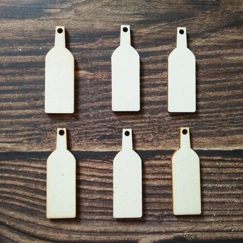 50pcs Wooden Bottle Shape Gift Wrapping Craft Label Tag Decoration With Hole Laser Cut