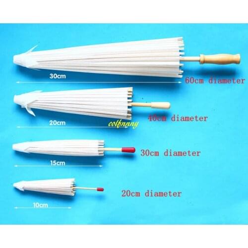 50pcs/lot Children Size Small Chinese Art Craft Umbrella Colorful Blank Paper Long Handle Wedding Parasol