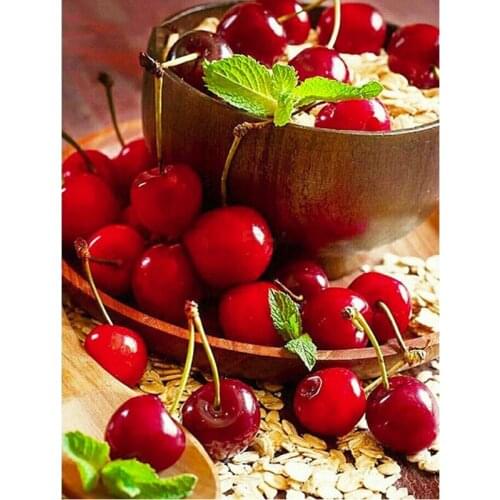 5D DIY Diamond Painting Full Square/Round Diamond Embroidery Cherry fruit Pictures of Rhinestones Mosaic Home Decoration FG2032