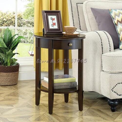 American Small Round Table Simple Corner Table Living Room Side Table Sofa Side Cabinet Tea Table Mini Small Round Table Bedside