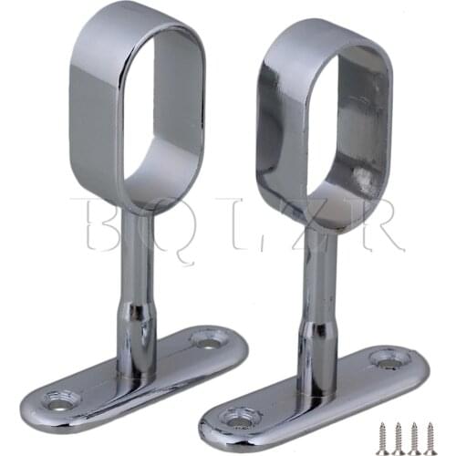 BQLZR 16mm Zinc Alloy Oval Closet Rod Middle Support Hanging Pass Pack of 2