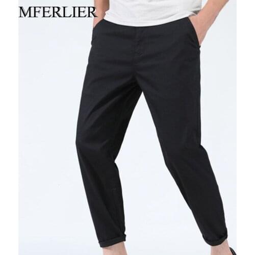 MFERLIER Summer men pants 5XL 6XL 7XL 8XL waist 122cm Plus size cotton thin style large size pants men
