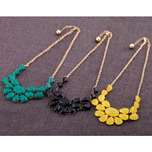 Bulk Price Hawaii Style Colourful Resin Stone Gold Color Snake Chain