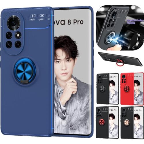 Phone Cases for Huawei P Smart 2021 Y5P Y6P Y7P Y8S Y9A Nova 8 Pro 7 SE 6 5G 7i Soft TPU Cover Ring Holder Stand Car Magnet Etui
