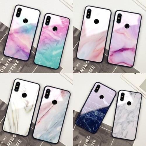 For VIVO Y11 Y12 Y15 Y17 U10 Y50 Y51 Y71 S6 Case Colorful Marble Hard Glass Back silicone Cover For VIVO S6 Y11 U10 Y50 Casing