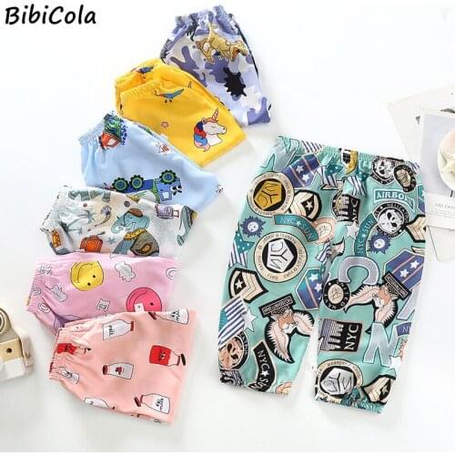 Kids Boys Pants Spring Summer Cotton Casual Kids Trousers Cartoon Print Cotton Leggings Slim Harem Pants For 1-5 Years Children