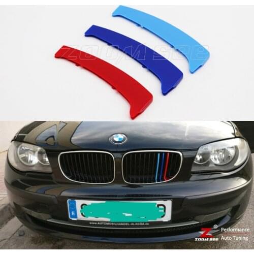 For 2003-2011 BMW 1 series E87 E81 E82 E88 116 118 120 130 135 M Sport Front Grille Trim Decoration Strips grill Cover Stickers